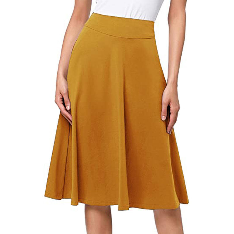 Womens Summer Flared Elastic Mid-Length Skirt by Ricaloux