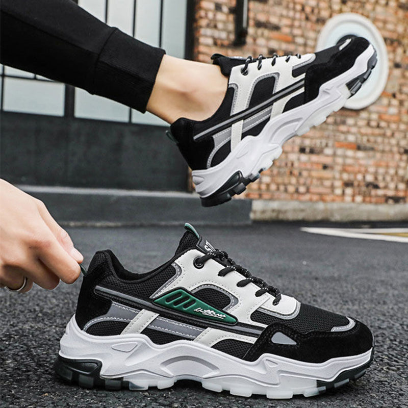 Black White Lace-up Sneakers Men Outdoor Breathable Csual Mesh Shoes Lightweight Running Sports Shoes – Premium 4 | RICALOUX
