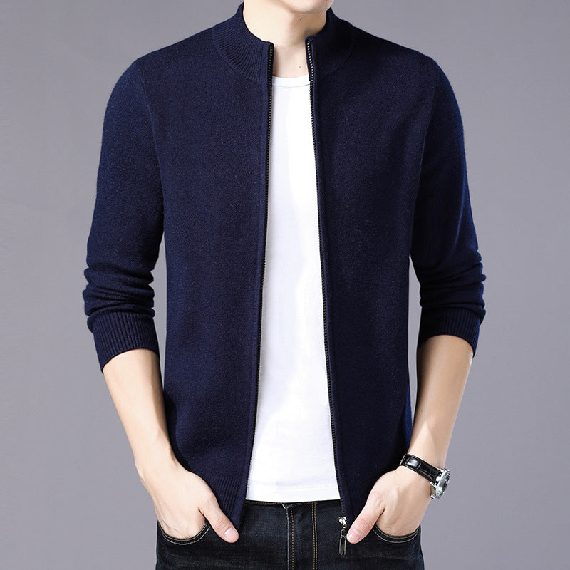 Mens Thickened Warm Solid-color Sweater by Ricaloux