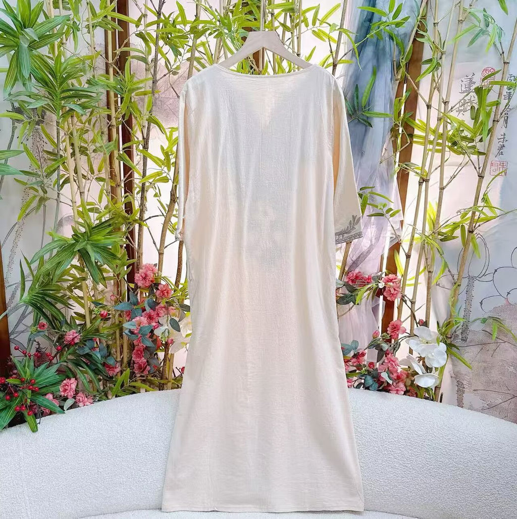 Vacation Style Artistic Dress Ethnic Inspired Embroidered One Piece Dress by Ricaloux