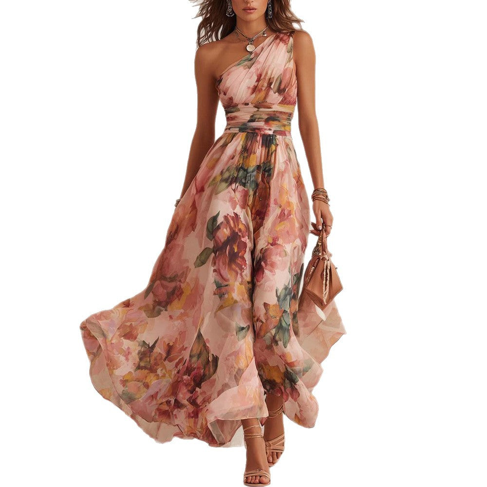 Elegant Printed Off-shoulder Sleeveless Dress – Premium 0 | RICALOUX