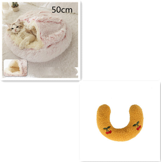 2 In 1 Dog And Cat Bed Pet Winter Bed Round Plush Warm Bed House Soft Long Plush Pets Bed Pet Products by Ricaloux