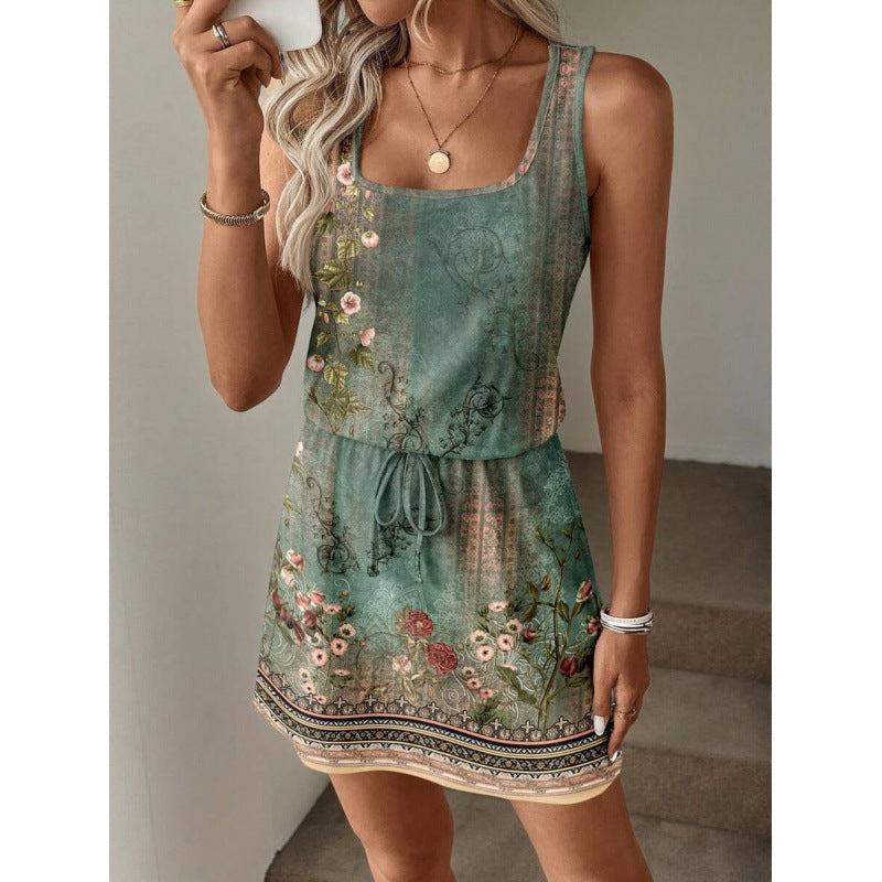 Ethnic Bohemian Crew-Neck Sleeveless Dress For Women by Ricaloux