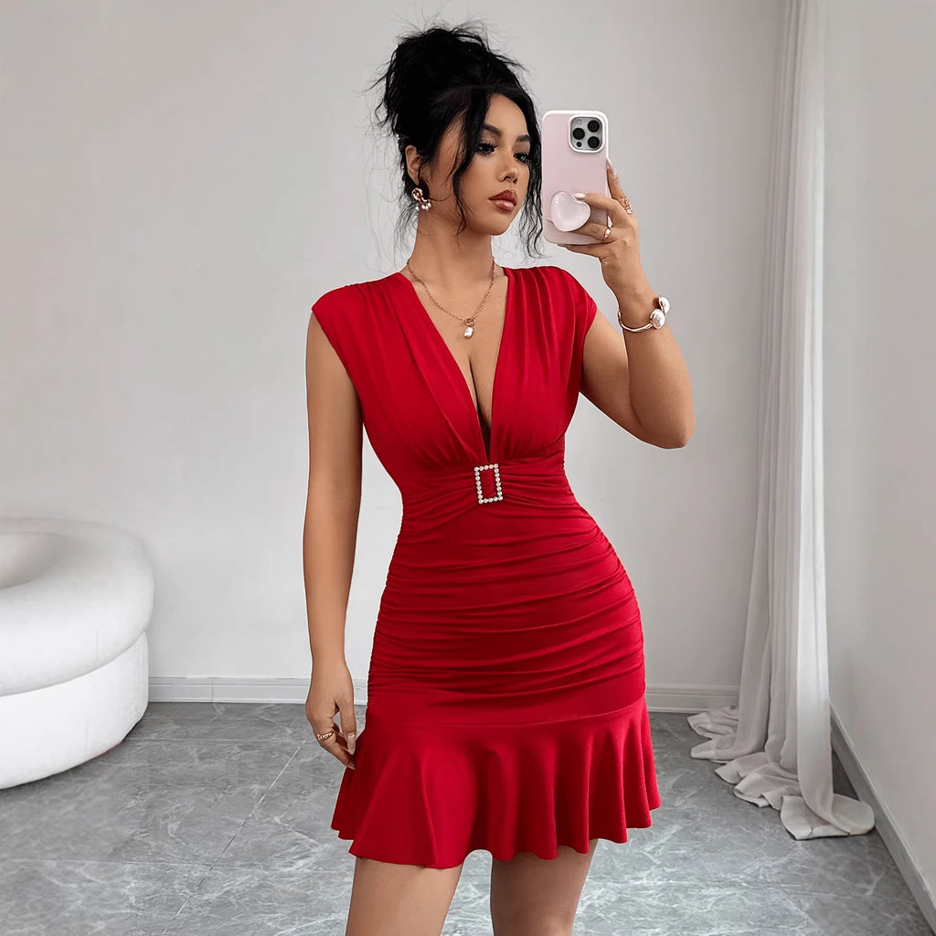 Fishtail Hemline Short Dress For Women by Ricaloux