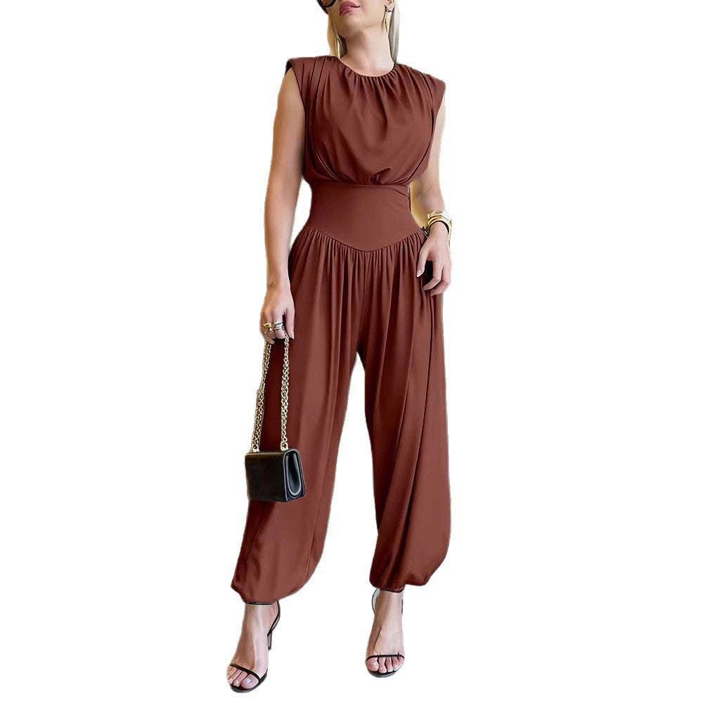 Womens Fashion Loose-fit Elegant Waist-cinching Jumpsuit by Ricaloux