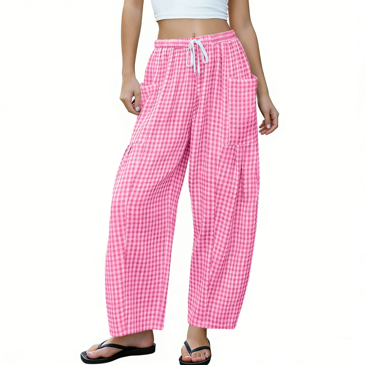 High-waisted Loose-fit Draping Figure-flattering Casual Floor-length Pants by Ricaloux