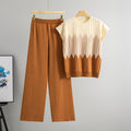 Womens Elegant Summer Short-sleeved Color-block Knit Top by Ricaloux