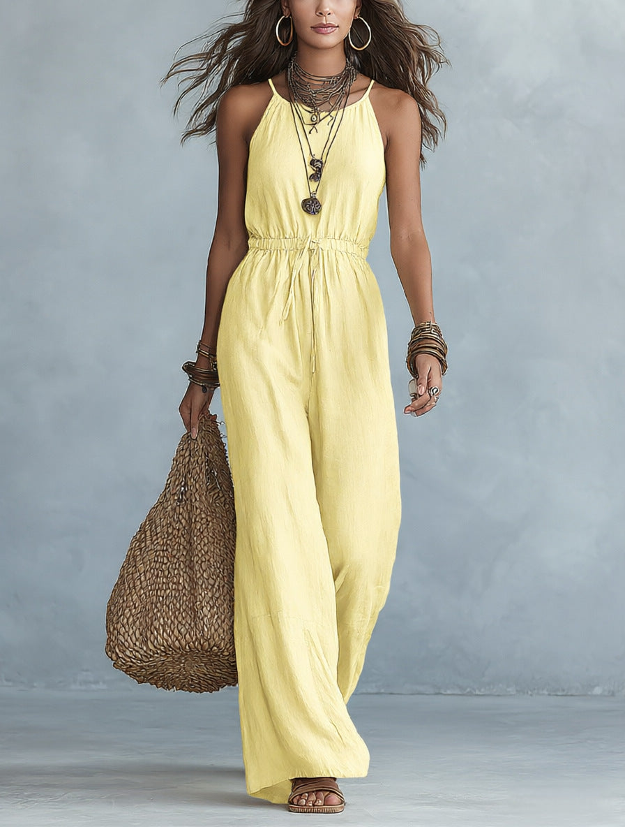 Womens Strap-style Loose-fit Wide-leg Casual Jumpsuit – Premium 0 | RICALOUX