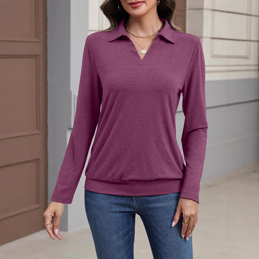 Womens Long-sleeved Fashionable Casual Minimalist And Relaxed-fit Top by Ricaloux