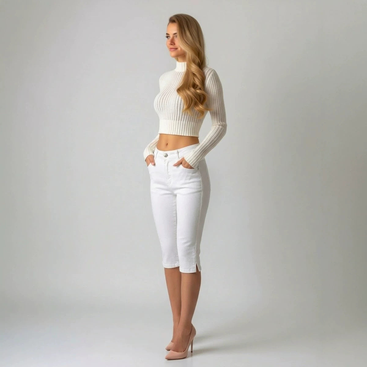 Womens Slimming Figure-flattering Capri Jeans by Ricaloux