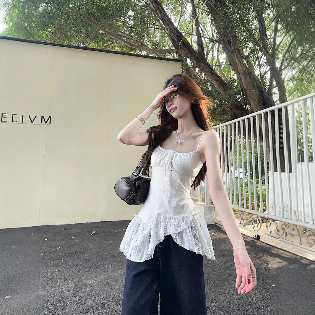 Elegant Camisole With An Irregular Slanted Hemlinesweet Figure-flattering And Versatile Sleeveless Top – Premium 0 | RICALOUX