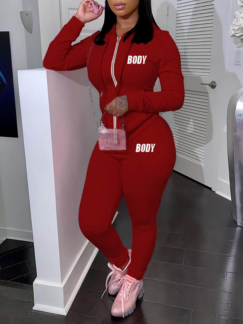 Womens Two-Piece Sweatshirt Set With Hoodie And Lettering Fashionable Outfit – Premium 0 | RICALOUX