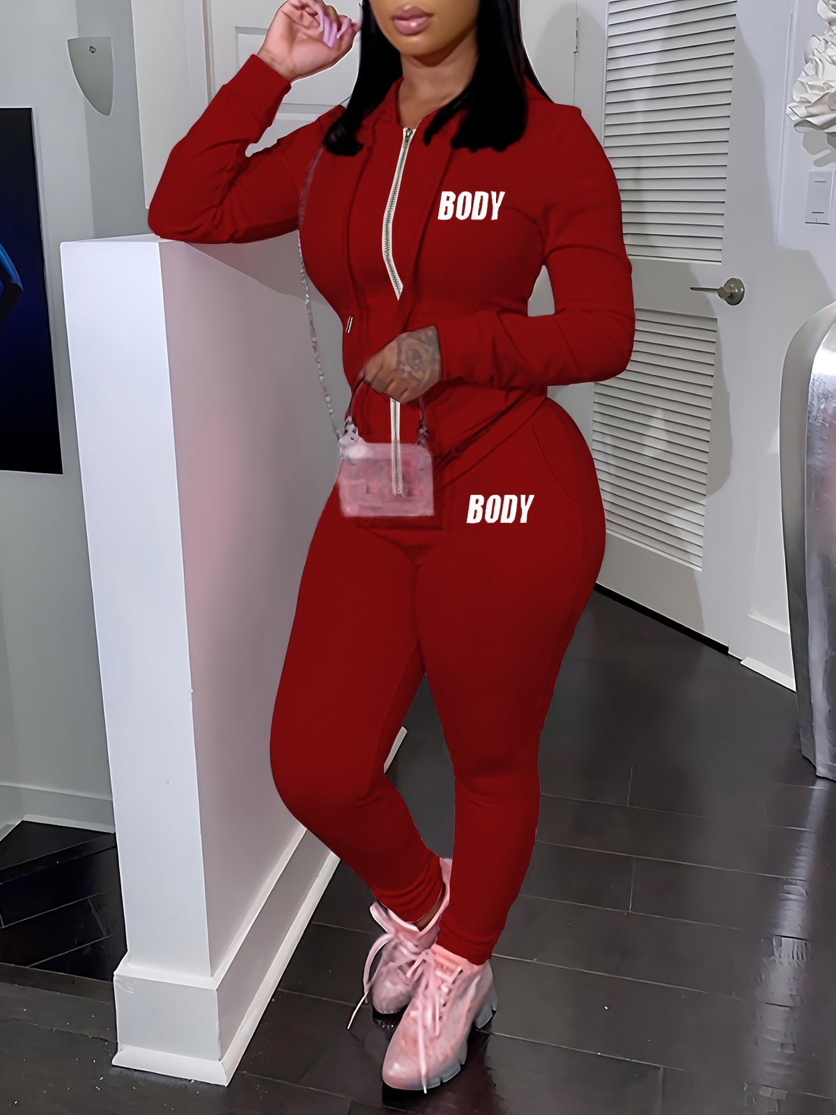 Womens Two-Piece Sweatshirt Set With Hoodie And Lettering Fashionable Outfit – Premium 0 | RICALOUX