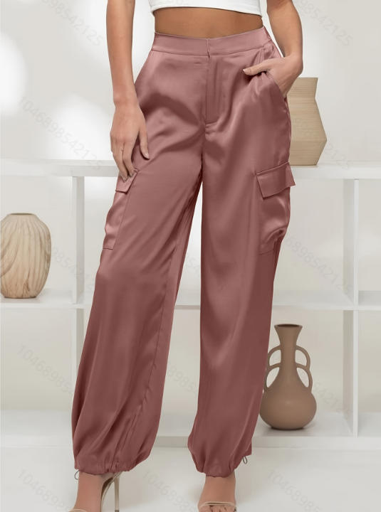 Western-style Womens Satin Cargo Pants by Ricaloux