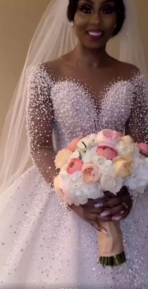 Ball Gown Wedding Dress Long Sleeves Bridal Gown - RICALOUX