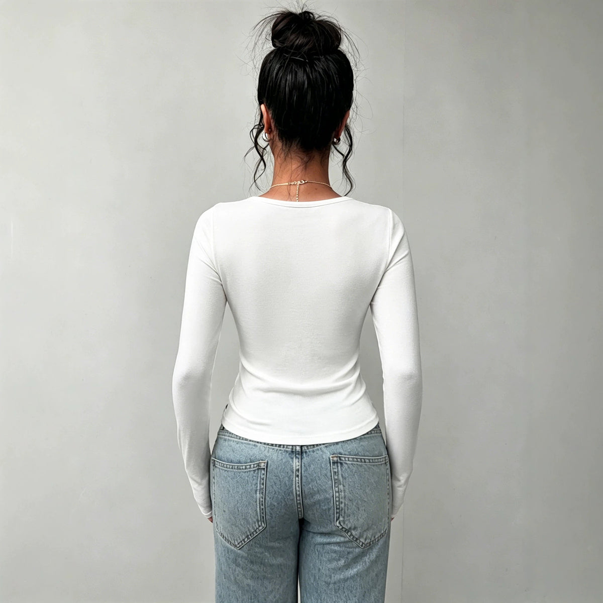 Womens Lace Long-sleeve Tie-front Top – Premium 0 | RICALOUX