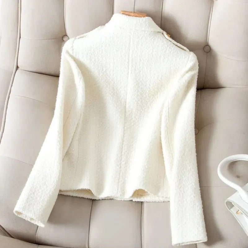 Off-white Tweed Short Jacket With A Chanel-style Collar – Premium 0 | RICALOUX
