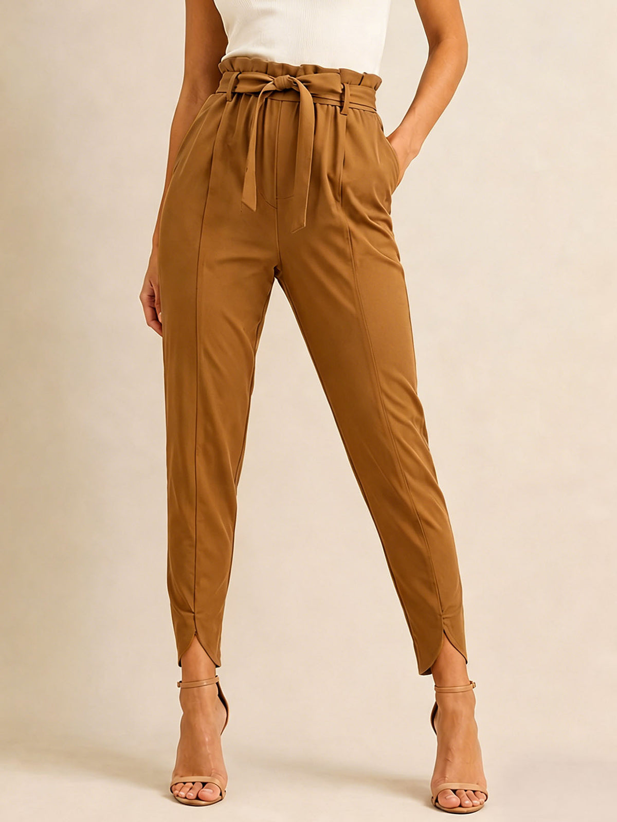 Stylish High-waisted Solid-color Versatile Chic Casual Womens Pants – Premium 0 | RICALOUX