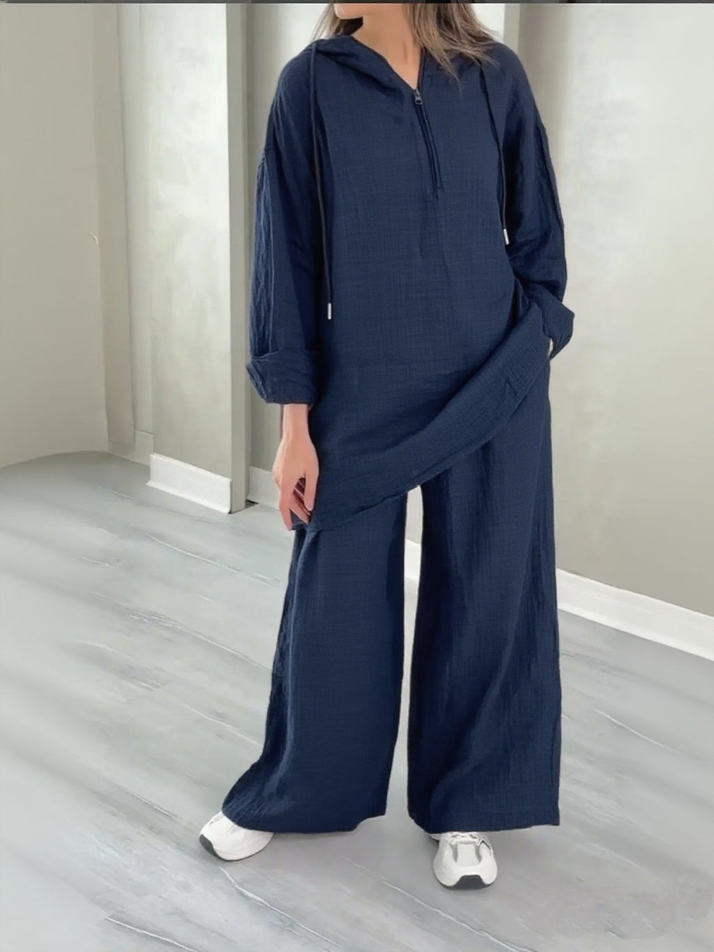 Half-zip Top And Wide-leg Pants Set – Premium 0 | RICALOUX