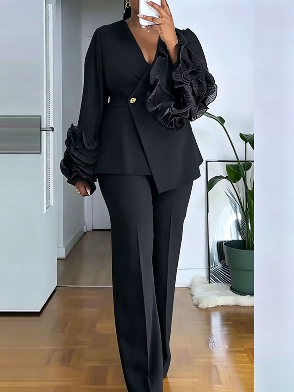 Womens Two-Piece Set With African Lace Trim – Premium 0 | RICALOUX