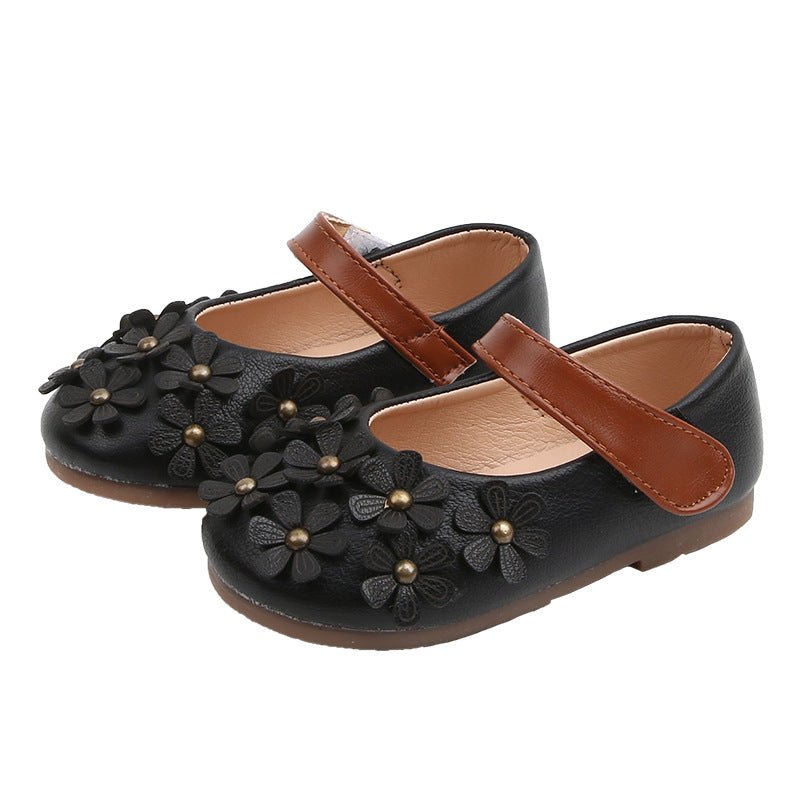Girls' Small Leather Shoes, Female Babies, Flower Single Shoes, Soft Soles, Little Girls - RICALOUX