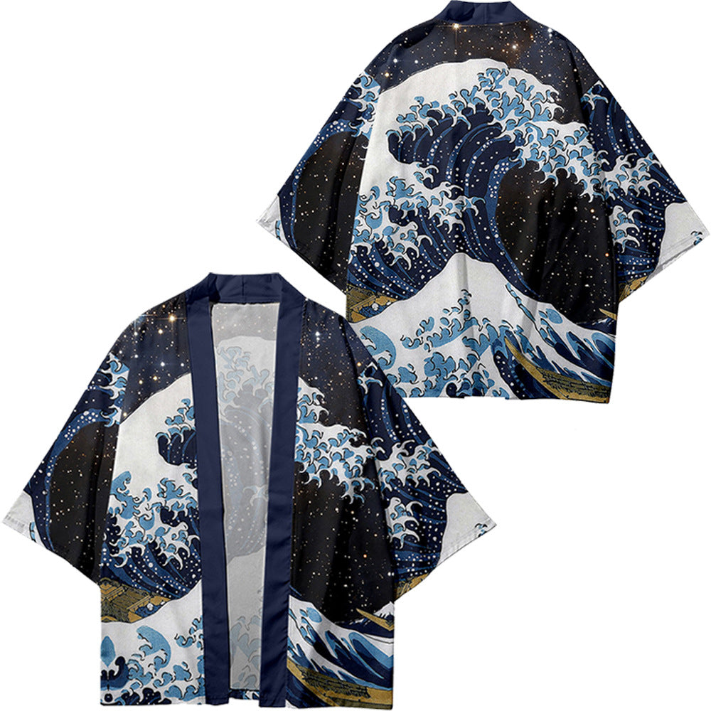 Printed Casual Kimono-style Mid-sleeve Wrap For Couple Outfits – Premium 0 | RICALOUX