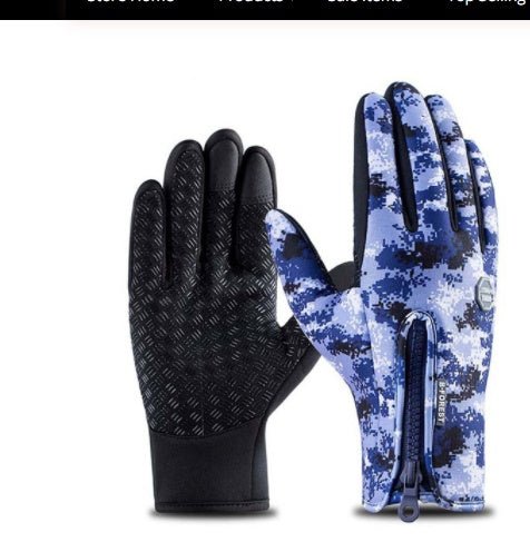 Outdoor Waterproof Gloves Touch Screen Windproof Riding Zipper Sports Winter Warm Fleece Mountaineering Gloves - RICALOUX
