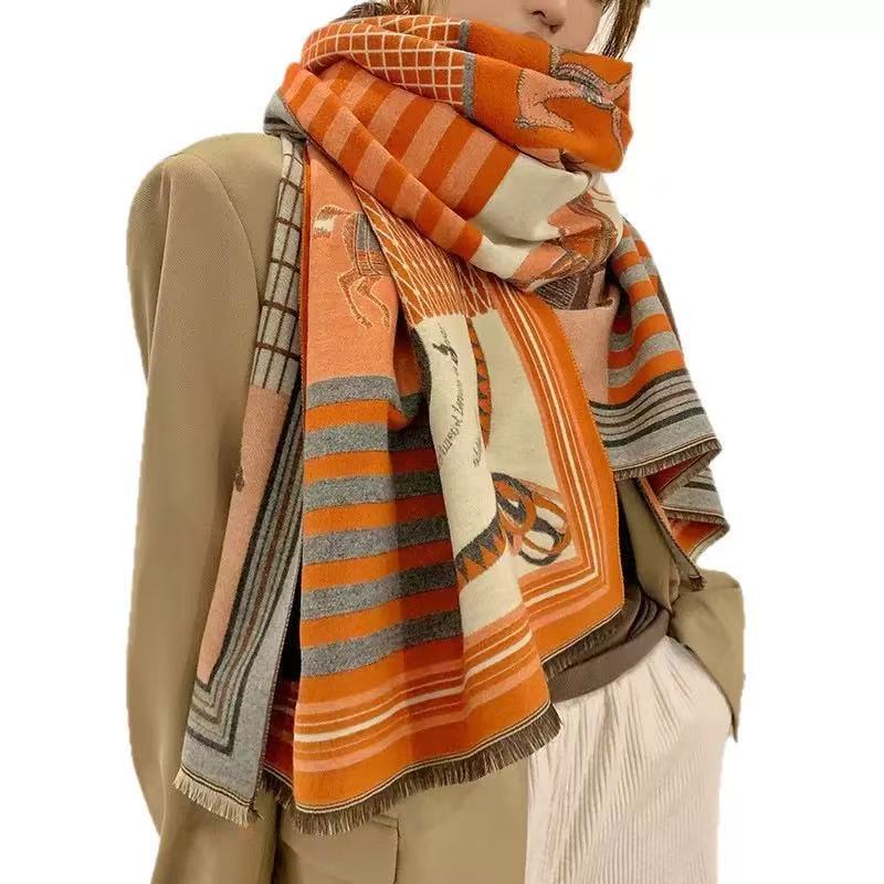 Womens Winter Cashmere-Feel CapeShoulder Wrap Outerwear – Premium 0 | RICALOUX