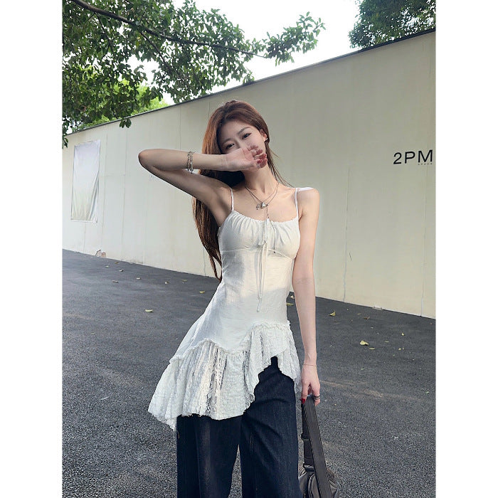 Elegant Camisole With An Irregular Slanted Hemlinesweet Figure-flattering And Versatile Sleeveless Top – Premium 0 | RICALOUX