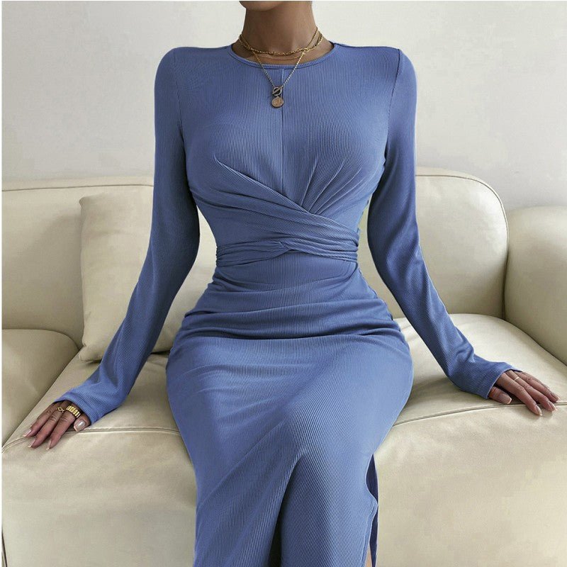 Women's Knitted Jumpsuit Bottoming Skirt Slim-fit Slimming Dress - RICALOUX