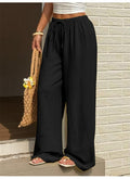 2026 Spring Summer Hot Sale Solid Color Casual Loose Tie Wide Leg Pants For Women – Premium 4 | RICALOUX