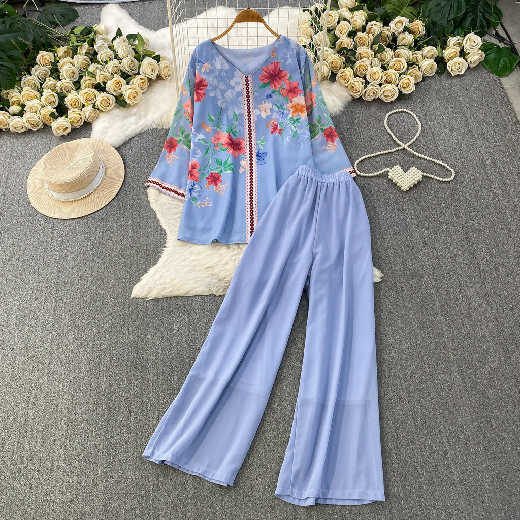 Skin-friendly Breathable Long-sleeve Top And Casual Long Pants Set by Ricaloux
