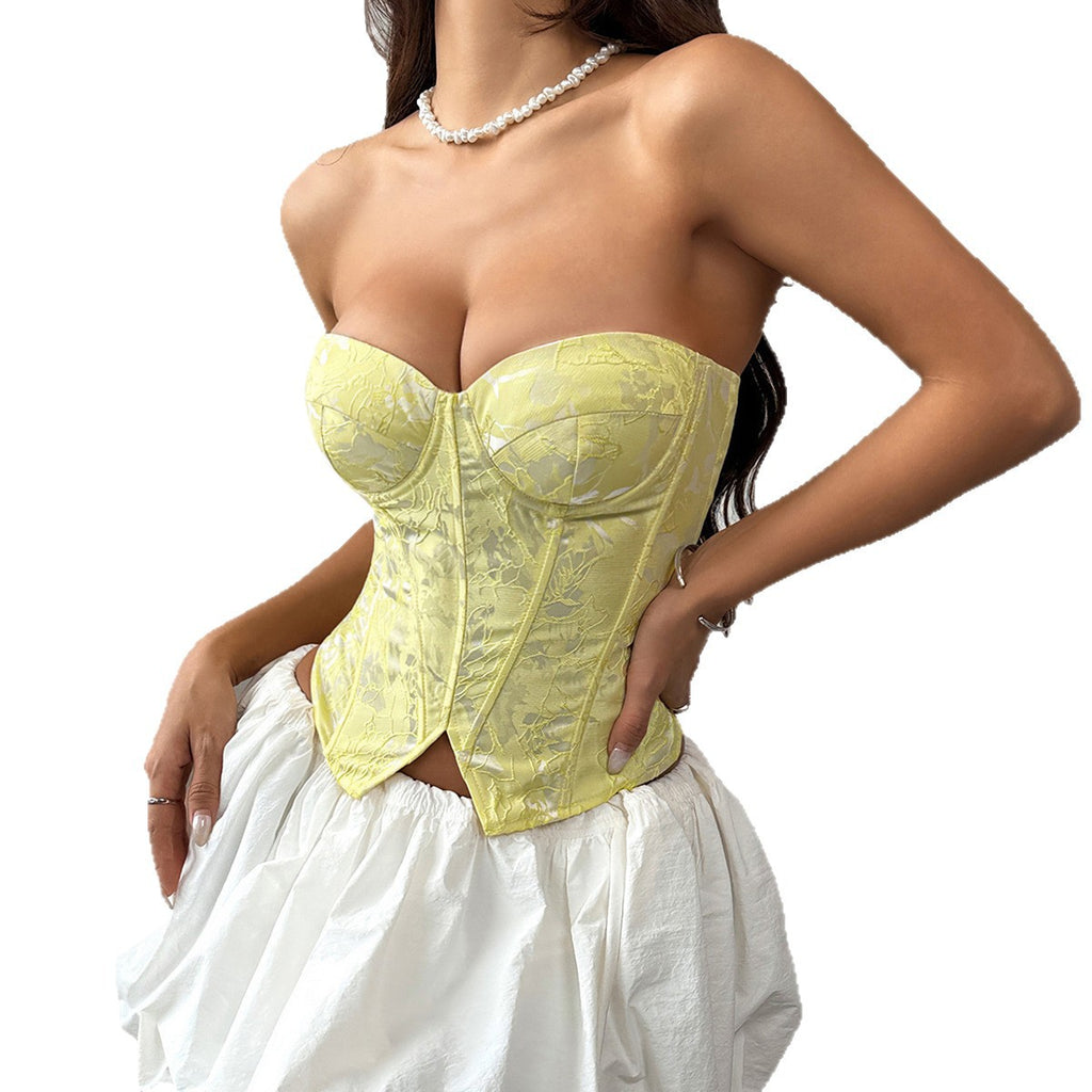 Underwire Fishbone Strap Bandeau Top For Women by Ricaloux
