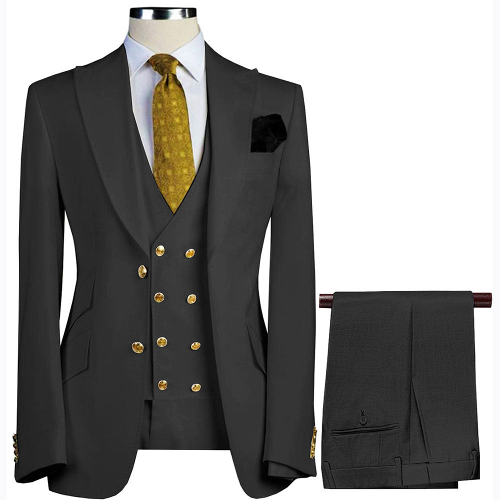 Casual And Versatile Mens Suit Vest Three-Piece Set by Ricaloux