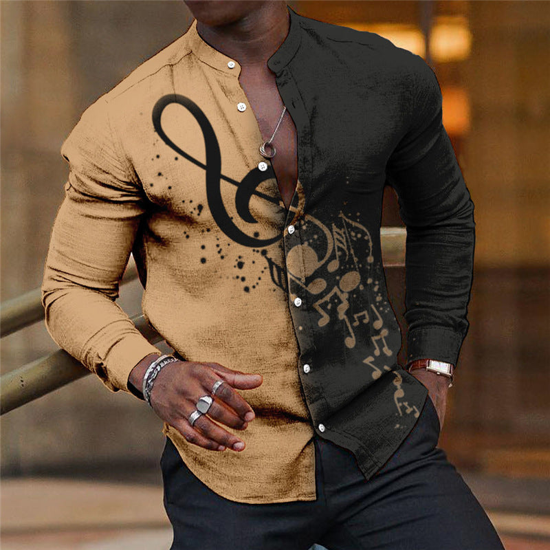 Mens Breathable Long-sleeve Printed Shirt by Ricaloux