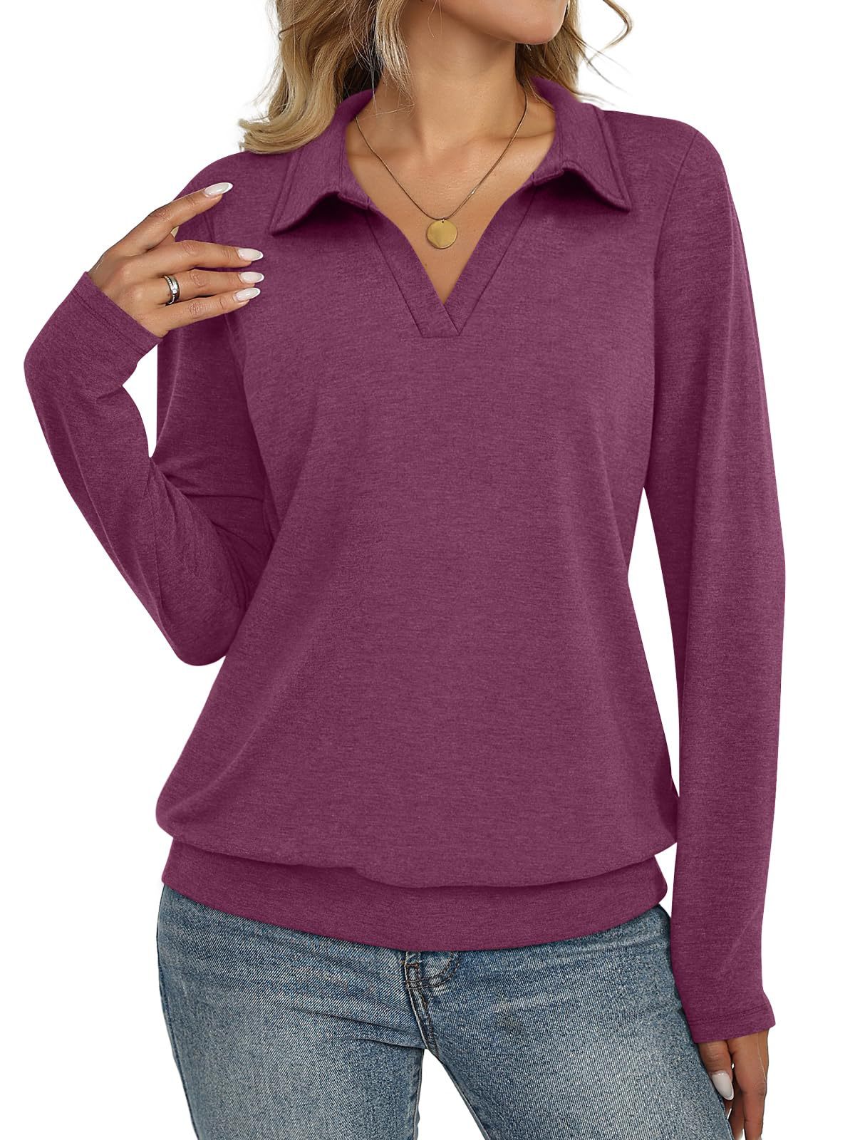 Womens Long-sleeved Fashionable Casual Minimalist And Relaxed-fit Top by Ricaloux