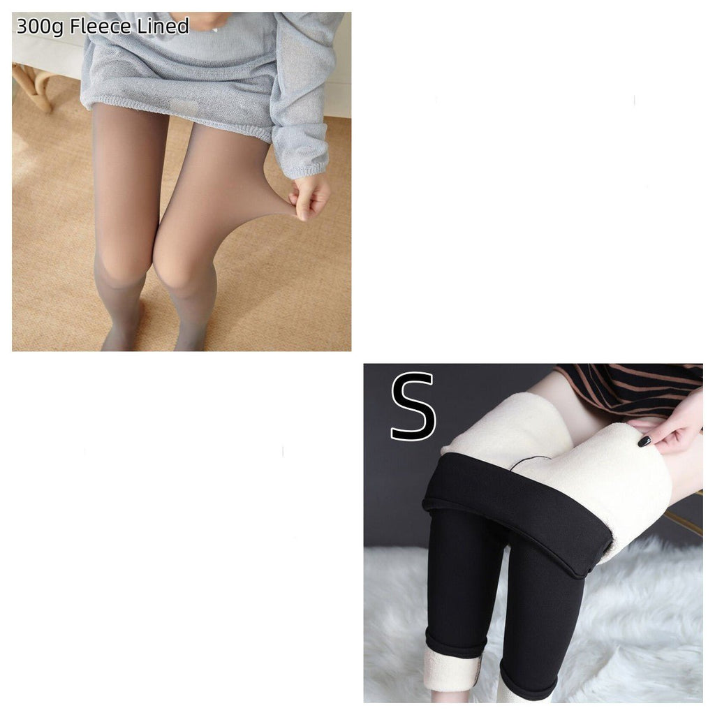 Fleece-lined Thickened Sheer Tights Leggings Transparent One-piece Pantyhose Superb Fleshcolor Pantynose - RICALOUX