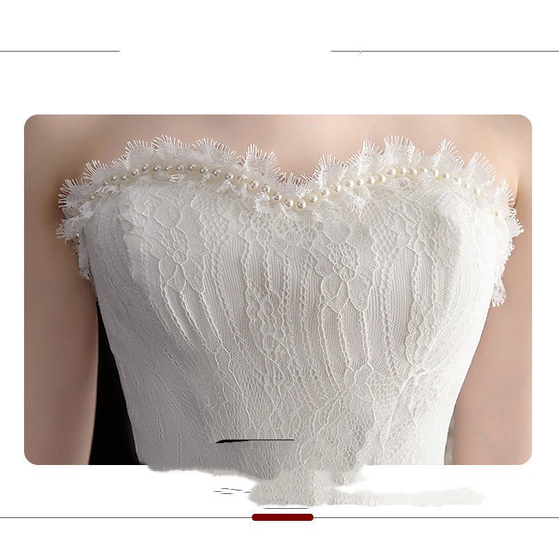 Short Front And Back Length Small Trailing Wedding Dress - RICALOUX