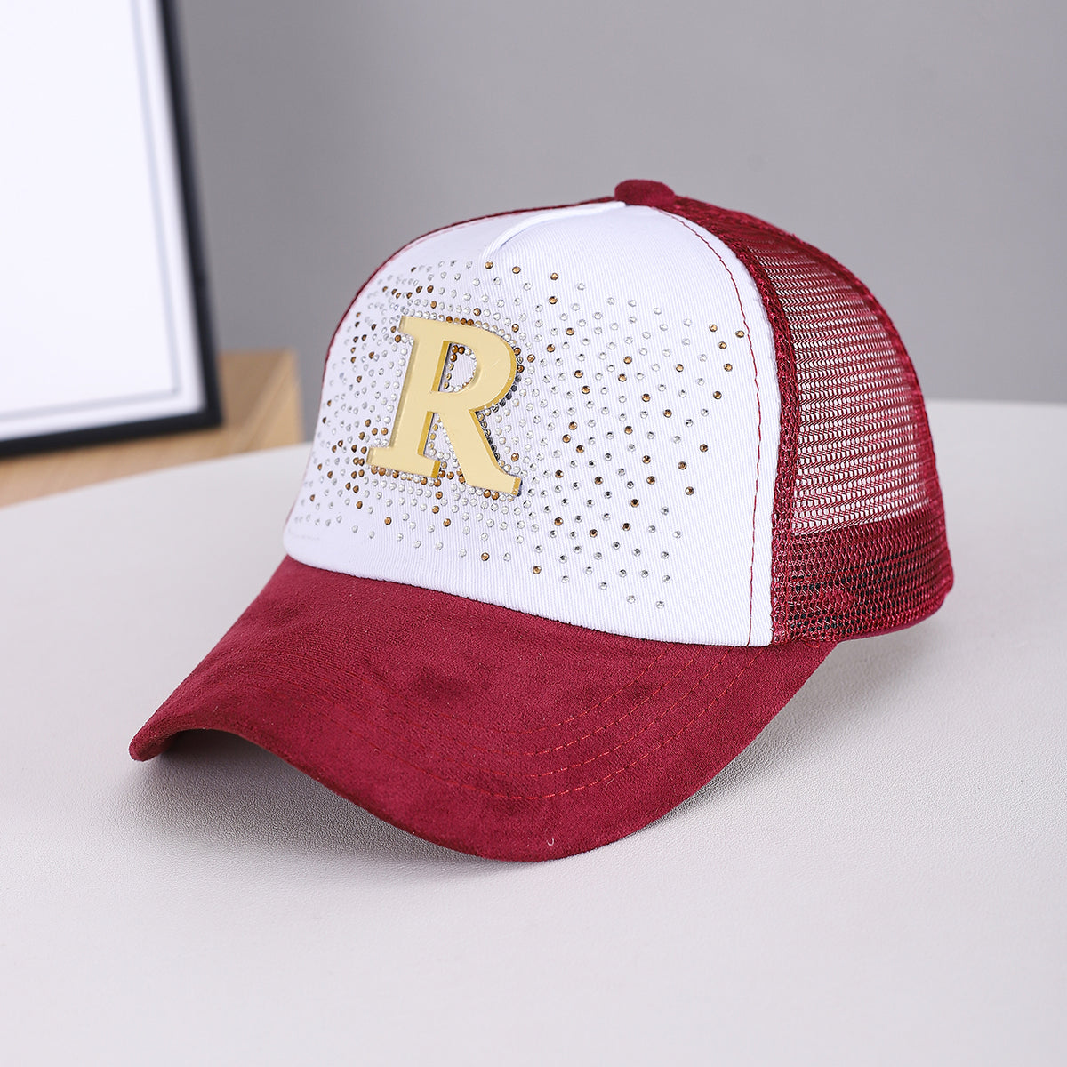 Summer Women's Multi-color Mesh Breathable Sequined R-letter Baseball Cap For Outdoor Outings, Street Wear, Sweet And Cool Sequined Beanie Hat by Ricaloux