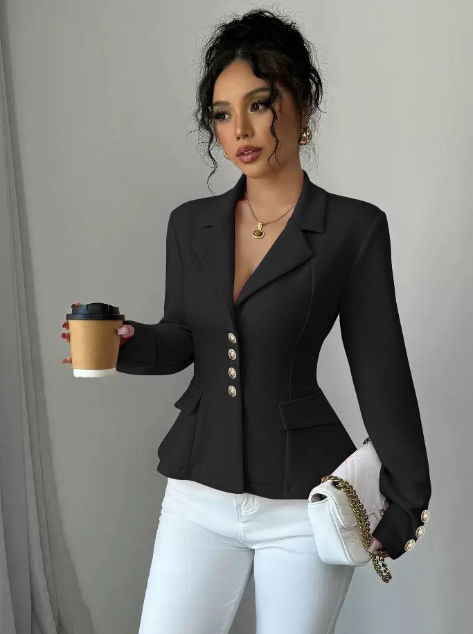 Womens Tailored Lapel Long-sleeve Coat by Ricaloux