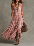 Bohemian Holiday Pleated Chiffon Tiered Maxi Dress – Premium 4 | RICALOUX