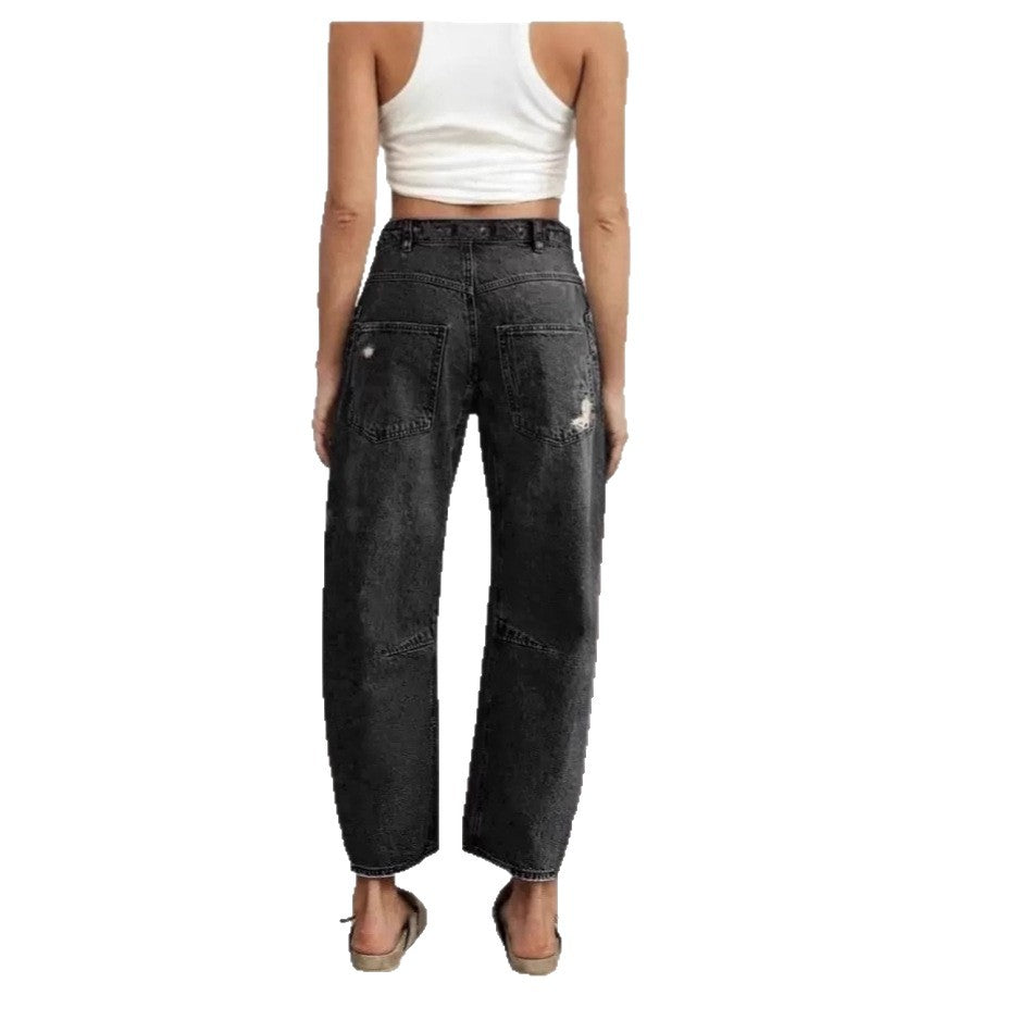 Retro Patchwork Wide Ocketed Distressed Jeans – Premium 0 | RICALOUX