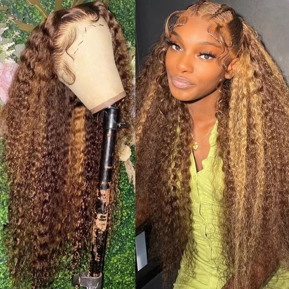 Front Lace Wig African Black Gradient Color Big Wave Wig Sheath – Premium 0 | RICALOUX