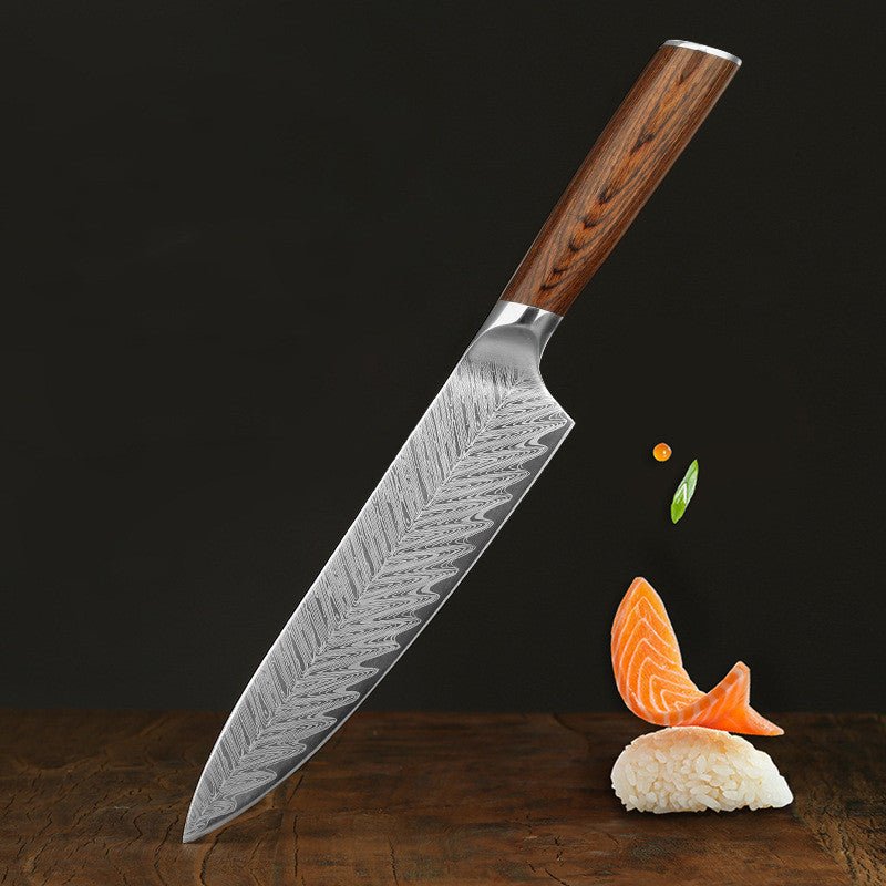 Damascus Leather Steel Kitchen Stainless Steel Kitchen Knife - RICALOUX