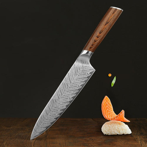 Damascus Leather Steel Kitchen Stainless Steel Kitchen Knife - RICALOUX