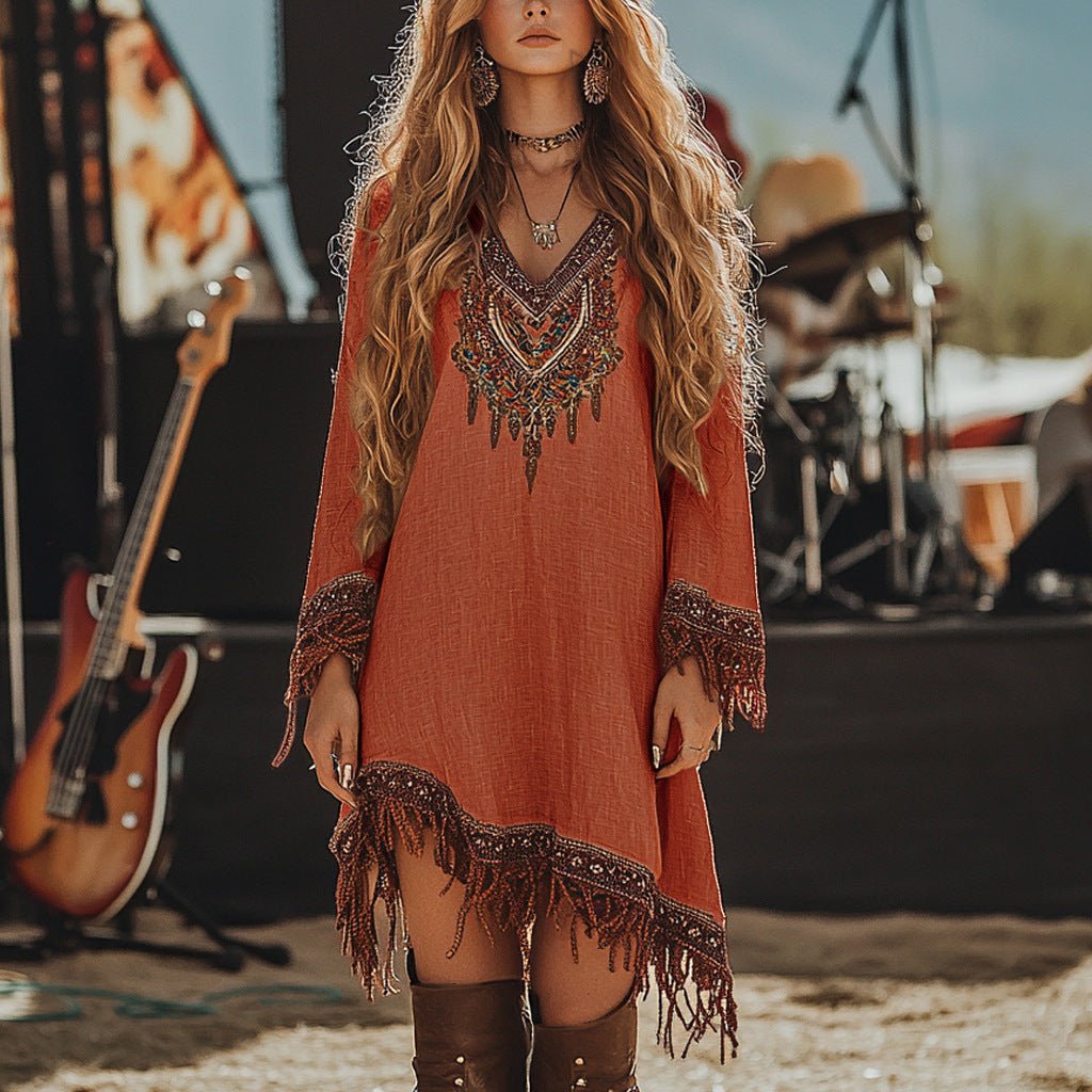Lace Loose Print Dress Girls - RICALOUX