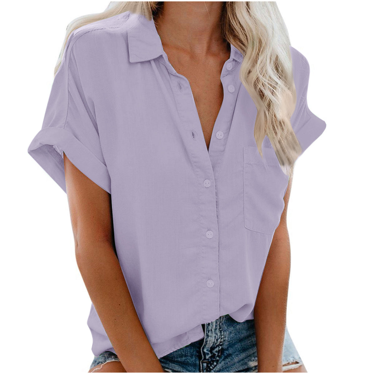 Ladies Lapel Button Shirt Summer by Ricaloux