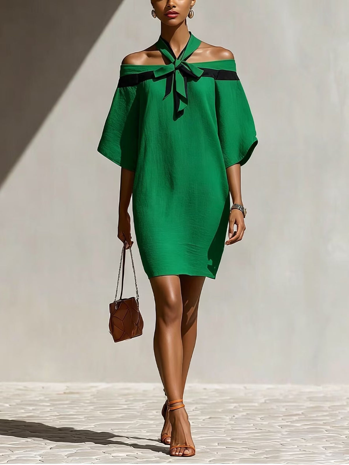 Off-shoulder Bow-neck Dress For Women by Ricaloux