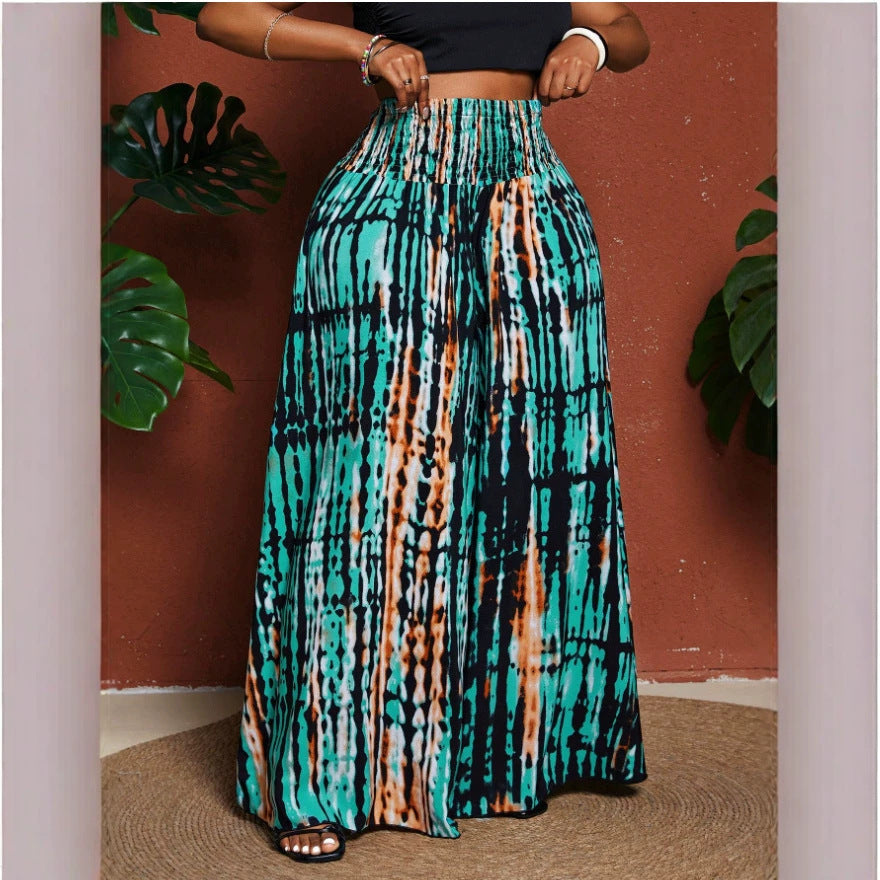 Plus-size Fashionable Printed Casual Pants For Women Outerwear Style With A Waistband by Ricaloux
