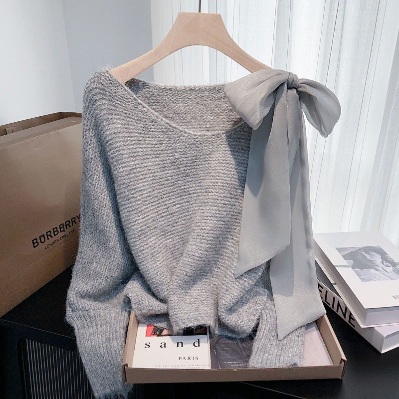 Knitted Sweater Loose-fitting Pullover Laid-back Top by Ricaloux